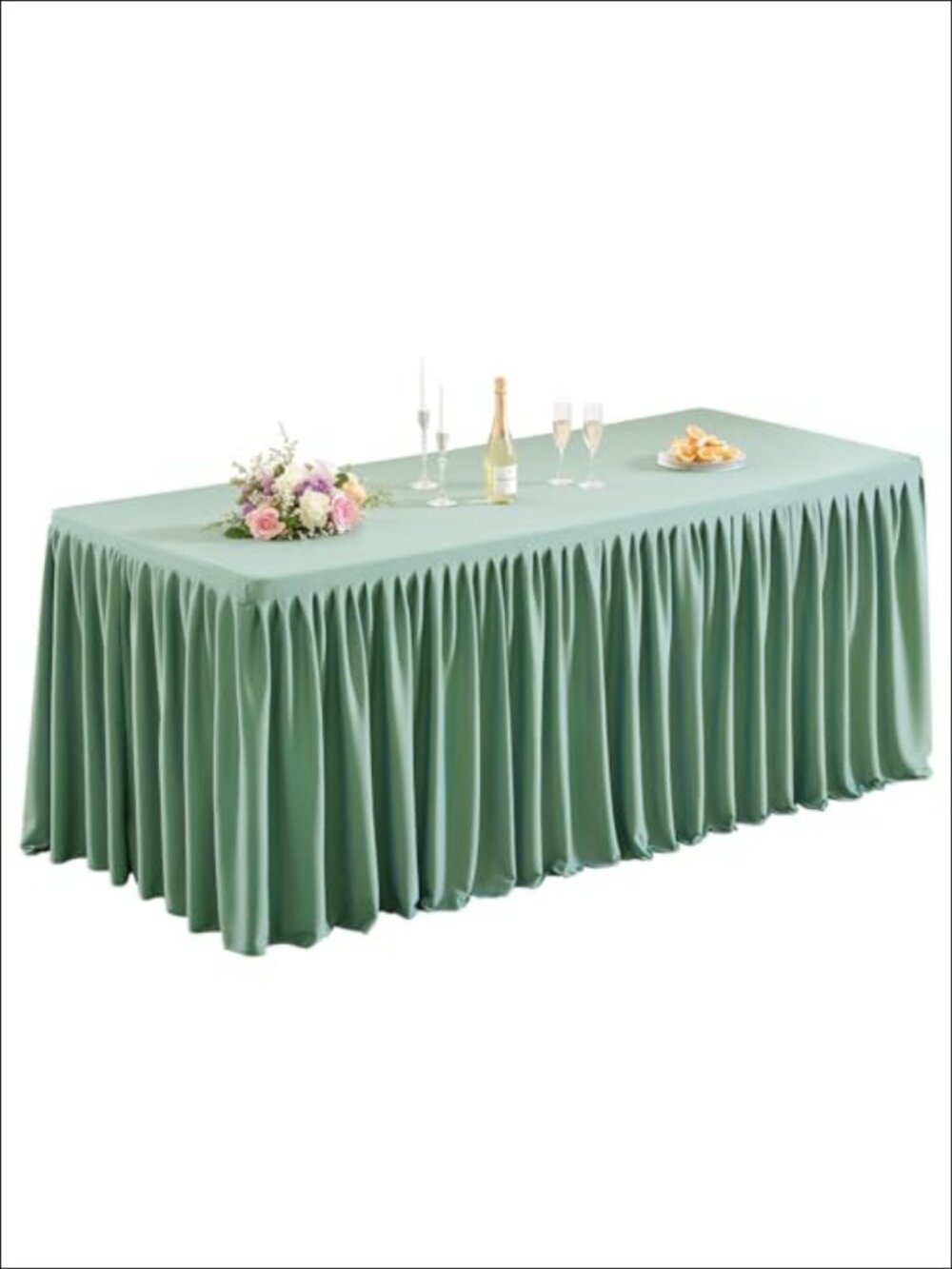 Stretch Tablecloth 6ft Rectangle Fitted with Skirt Polyester Spandex Wrinkle